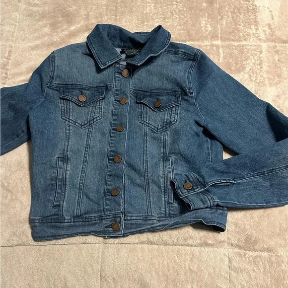 Jou Jou Jean Jacket Size Small Denim Blue Cropped - Picture 2 of 6